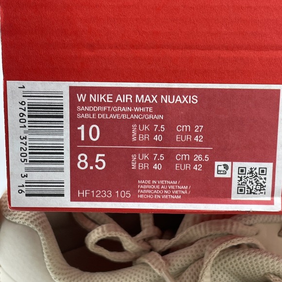 Nike Air Max Nuaxis Sanddrift Grain / White Women Size 10 Running Shoes NEW - Picture 8 of 8